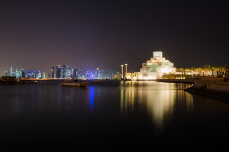 Beautiful Museum of Islamic Arts in Doha Qatar at nightのeditorial素材