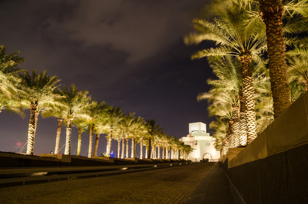 Beautiful Museum of Islamic Art in Doha, Qatar at nightのeditorial素材