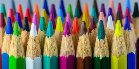 Closeup of colored pencils