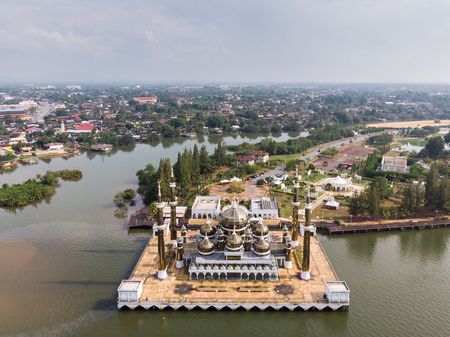 Aerial view of Cristal Mosque or Masjid Kristal,Kuala Terengganu, Terengganu, Malaysia taken by drone.のeditorial素材