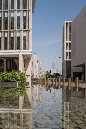 DOHA, QATAR - MARCH, 2021: Msheireb Downtown Doha is a developing area with contemporary architecture, gleaming white mosques, and a cluster of history museums housed in elegant, Arabic-style mansionsのeditorial素材