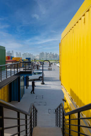 DOHA, QATAR - MARCH 9, 2021: Box Park, located at the old Doha Port, is the newest trending...