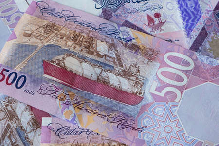 Close up of new 500 Qatari Riyal banknote
