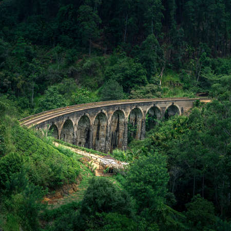 Nine arches Bridge in highlands near Ella, Sri Lanka. Jungle and tea plantation all around.の写真素材