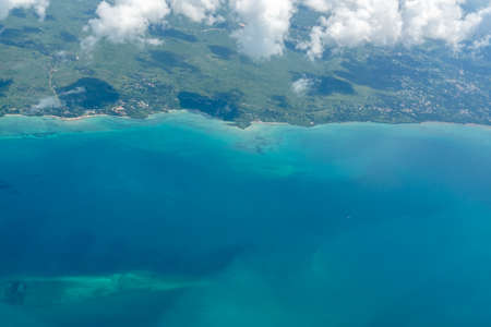 Aerial view on Zanzibar. Zanzibar is a tanzanian island in the indian ocean, blue ocean sea...