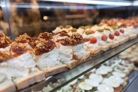 Close-up of delicious spanish tapas at san miguel market, Madrid, Spainの写真素材