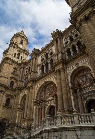 Facade of the Malaga Cathedral, Spain.の写真素材