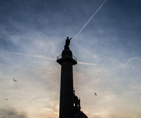 Trajans column at sunset. Rome Italyの写真素材