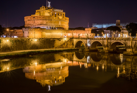 Sant'Angelo Castle Sant'Angelo Bridge and overlooking the Tiber River in Romeのeditorial素材