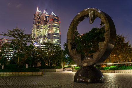 Night view of skyscreaper in Tokyo.のeditorial素材