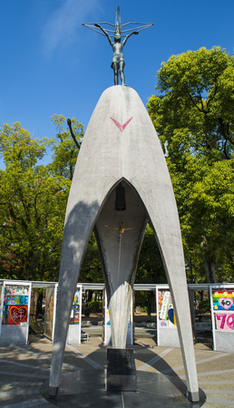 Hiroshima, Japan - November 2 2015: Children's Peace Monument built to commemorate Sadako Sasaki and the Thousands of child victims of the atomic bombing.のeditorial素材