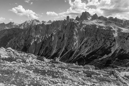 Trentino Alto Adige, Italy. Three peaks Lavaredo, beautiful dolomites mountains.の写真素材