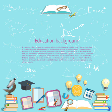 Science and education, background, chemistry, physics, formula, chemistry, learning, back to school, university, college, textbooks, lessons, vector illustrationのイラスト素材