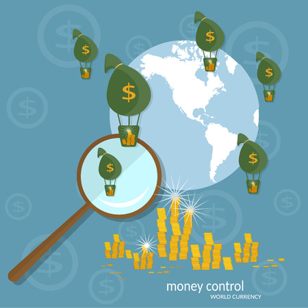 Global transactions online payments transfer banking business finance coins cash flow vector illustrationのイラスト素材