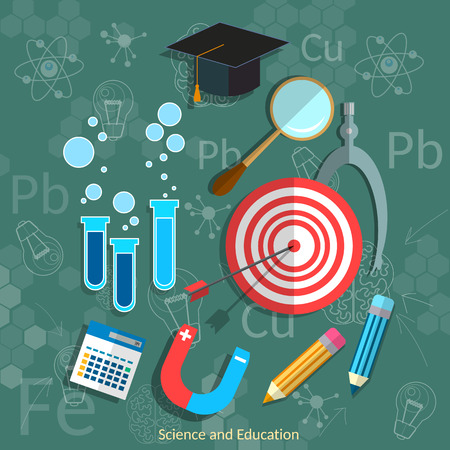 Education and Science blackboard mathematics physics chemistry graduation concept vector illustrationのイラスト素材