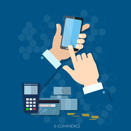 NFC payment modern smartphone with processing of mobile payments from credit card on the screen vector conceptのイラスト素材