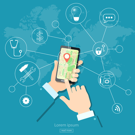 Geolocation gps navigation touch screen mobileのイラスト素材