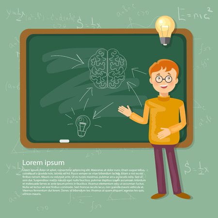 Education time back to school schoolboy in a school board vector illustrationのイラスト素材