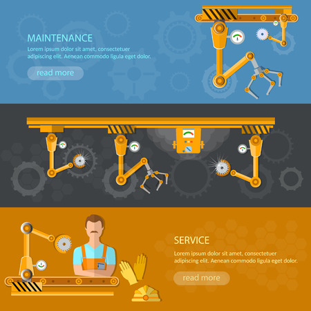 Conveyor banners automation of labor conveyor beltのイラスト素材