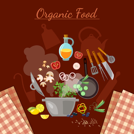 Cooking food ingredients cook soup kitchenware vector illustrationのイラスト素材