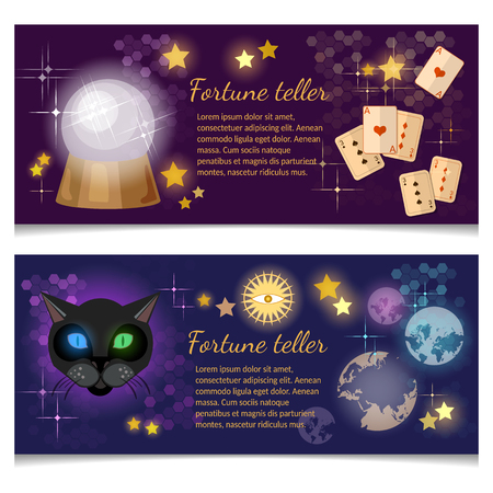 Astrology and alchemy banners magic ball fortune telling vector illustrationのイラスト素材