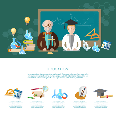 Education infographic learning professor and student open book of knowledge vector illustrationのイラスト素材