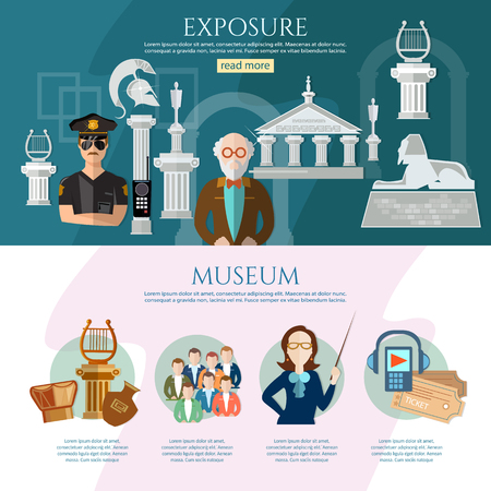 Museum infographics history and culture of civilization guide museum illustrationのイラスト素材