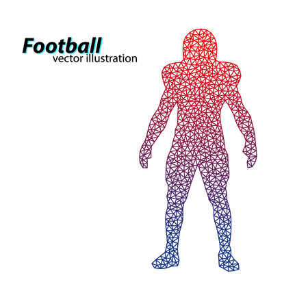 silhouette of a football player from triangle. Background and text on a separate layer, color can be changed in one click. Rugby. American footballのイラスト素材