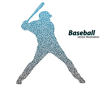 silhouette of a baseball player from triangle. Text on a separate layer, color can be changed in one clickのイラスト素材