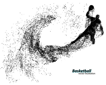 Basketball player from particles. Background and text on a separate layer, color can be changed in one click. Basketball abstractのイラスト素材
