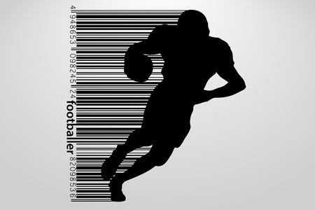 silhouette of a football player. Background and text on a separate layer, color can be changed in one click. Rugby. American footballのイラスト素材