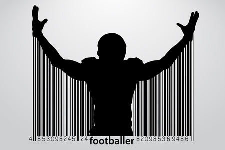 silhouette of a football player. Background and text on a separate layer, color can be changed in one click. Rugby. American footballのイラスト素材