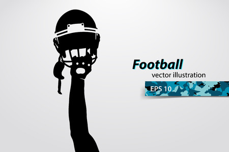 football helmet and hand silhouette. Background and text on a separate layer, color can be changed in one click. Rugby. American footballのイラスト素材