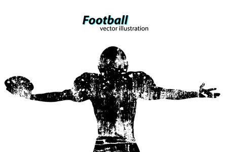 silhouette of a football player. Background and text on a separate layer, color can be changed in one click. Rugby. American footballのイラスト素材
