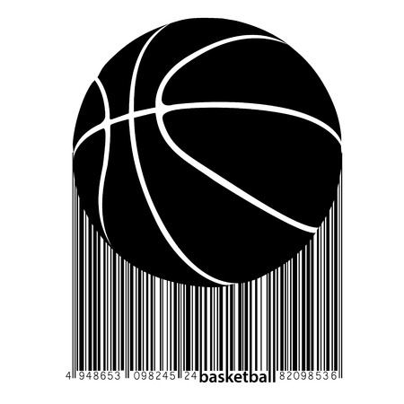 Silhouette of a basketball ball. Background and text on a separate layer, color can be changed in one clickのイラスト素材