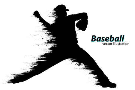 Silhouette of a baseball player. Vector illustrationのイラスト素材