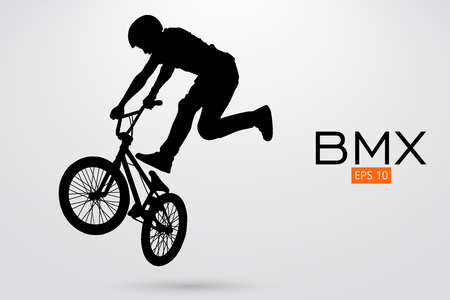 Silhouette of a BMX rider, Vector illustrationのイラスト素材