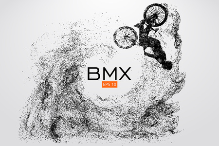 Silhouette of a BMX rider. Vector illustrationのイラスト素材