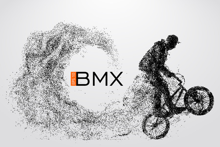 Silhouette of a BMX rider. Vector illustrationの写真素材