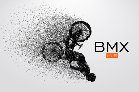 Silhouette of a BMX rider. Vector illustrationのイラスト素材