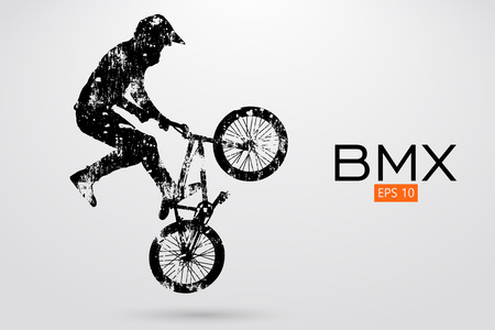 Silhouette of a BMX rider. Vector illustrationのイラスト素材