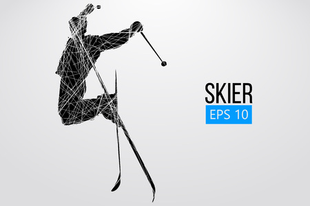 Silhouette of skier jumping isolated. Vector illustrationのイラスト素材