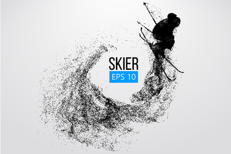 Silhouette of skier jumping isolated. Vector illustrationのイラスト素材