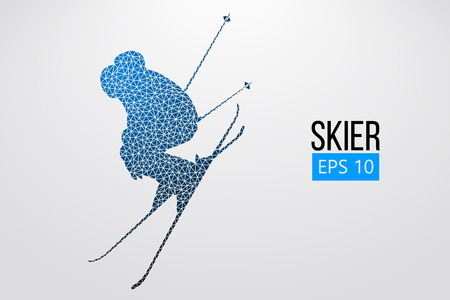Silhouette of skier jumping isolated. Vector illustrationのイラスト素材