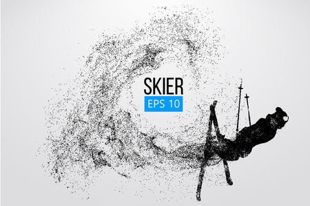 Silhouette of skier jumping isolated. Vector illustrationのイラスト素材