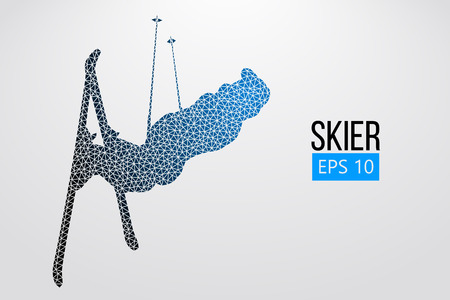 Silhouette of skier jumping isolated. Vector illustrationのイラスト素材