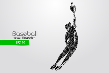Silhouette of a baseball player. Color can be changed in one click. Vector illustrationのイラスト素材