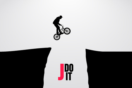 Silhouette of a BMX rider. Vector illustrationのイラスト素材