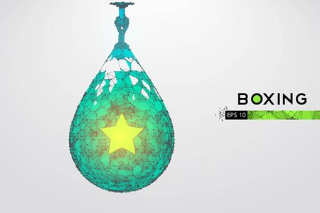 Abstract silhouette of a wireframe punching bag on the white background. Boxing sports equipment. Boxer is winner.  gのイラスト素材