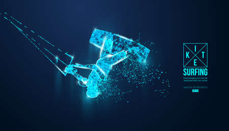 Kiteboarding, hydrofoil. Silhouette of a kitesurfer. Freeride competition. Vector illustration. Thanks for watchingのイラスト素材